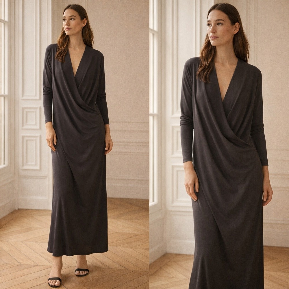 NWT Bryn Walker Brown‎ Heidi Faux Wrap Jersey Maxi Dress Lagenlook Size XL